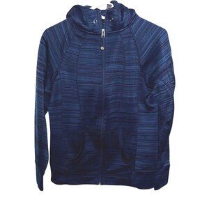 90 Degree By Reflex Womens Blue Striped Full-Zip Hoodie Jacket Size M